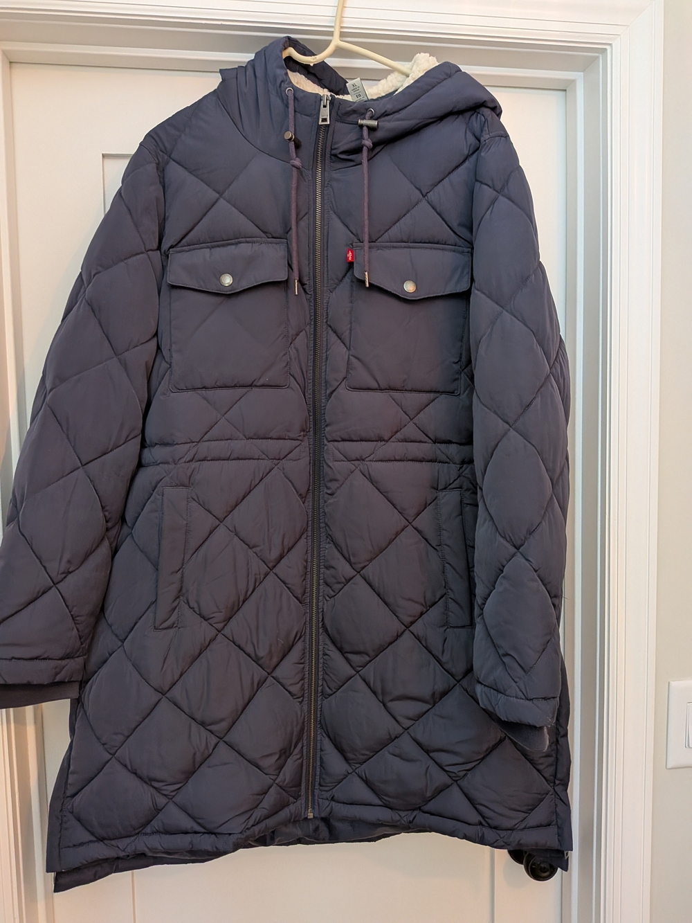 Levi's Women's Quilted Hooded Winter Coat in Navy